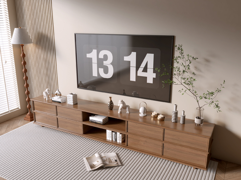 Log Style Wood Grain TV Cabinet