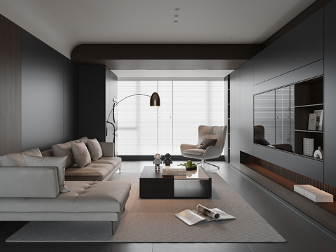 High gray living room