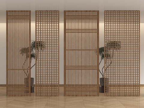 New Chinese Grille Screen Wooden Screen Partition