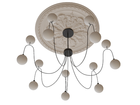 French multi-head chandelier