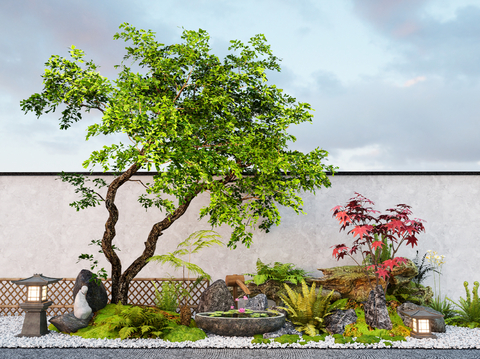 New Chinese Courtyard Landscaping Sits Terrain Moss