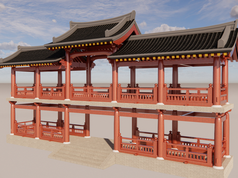 Chinese-style Double-layer Corridor Pavilion Corridor