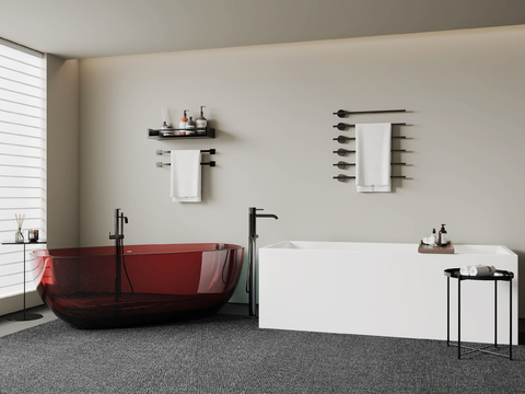 Modern bathtub faucet towel rack