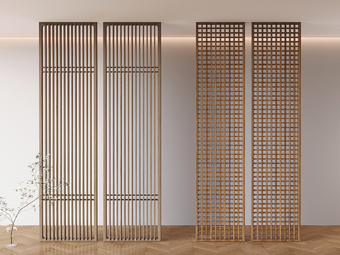 Mid-century Style grid partition grille screen entrance