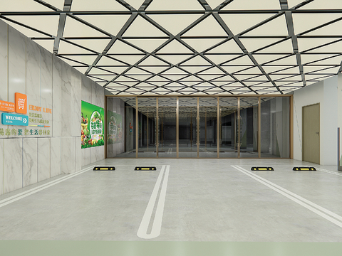 Underground parking Commercial entrance Supermarket entrance Parking space