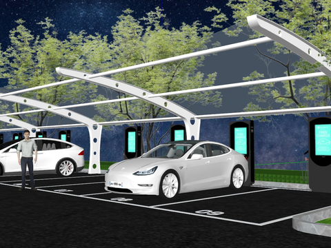 New energy car parking lot