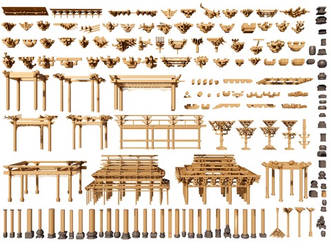 Chinese style bucket arch mortise and tenon structure ancient building structure column foundation