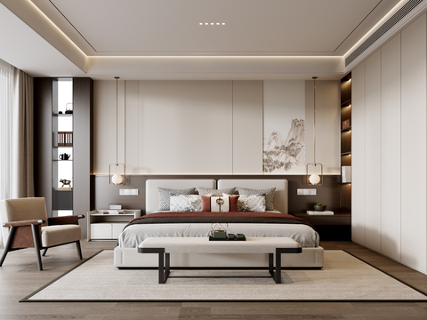 New Chinese-style master bedroom