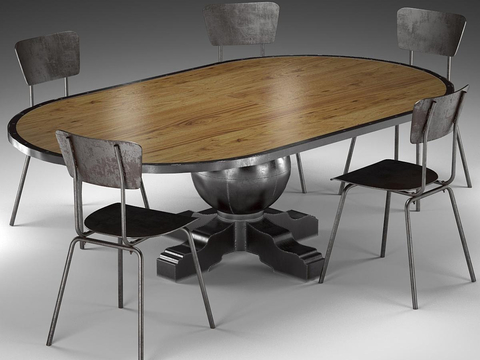 Enzo Pine Industrial Dining Table and Chair