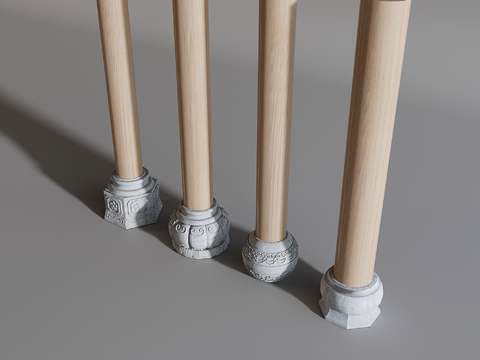 Chinese Style Stone Pier Pillar Wooden Pillar