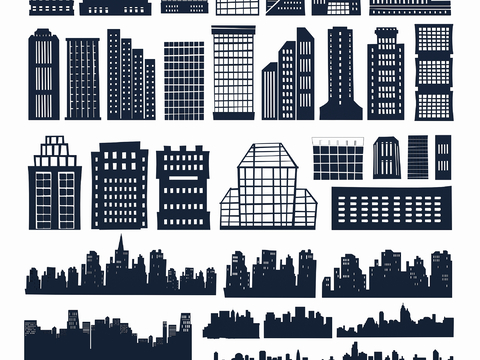 city building silhouette city line building wall decoration