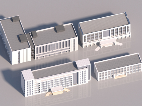 Modern bird's-eye view of multi-storey office building flat-top office building