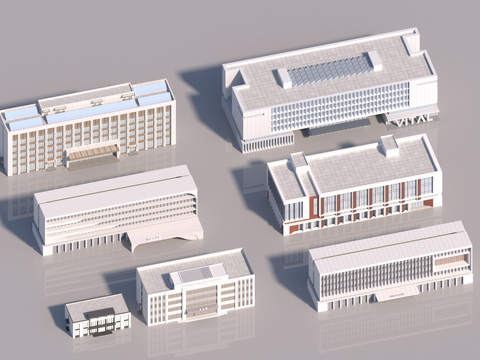 Aerial View of Multi-storey Office Building Flat-top Office Building