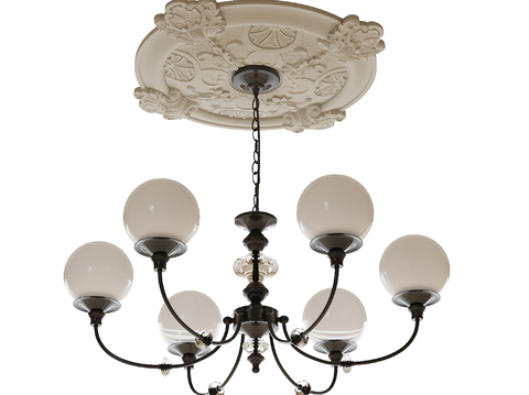 French multi-head chandelier