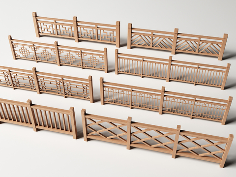 New Chinese Railing Guardrail Wooden Railing Fence