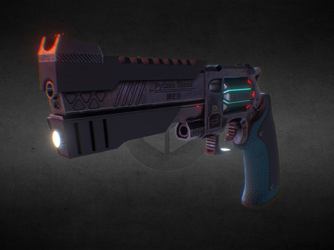 Cyberpunk gun revolver gun