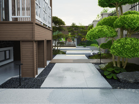 New Chinese-style Villa Courtyard Wall Falling Water