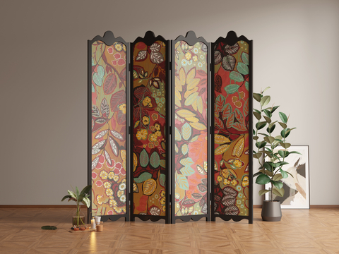 French Retro Folding Screen Partition