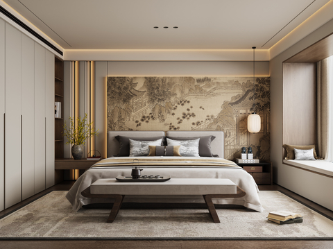 New Chinese-style master bedroom