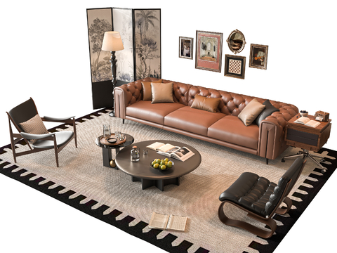 French Sofa Combination Coffee Table Couch