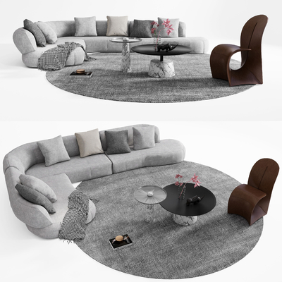 Nordic Fabric Curved Sofa