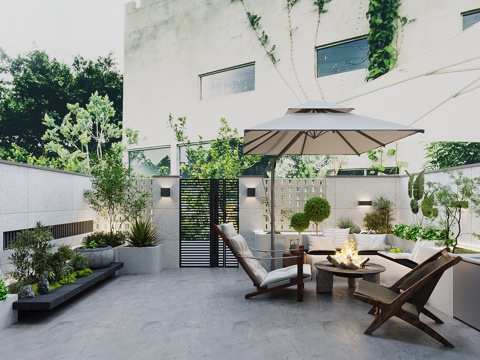 modern home balcony courtyard