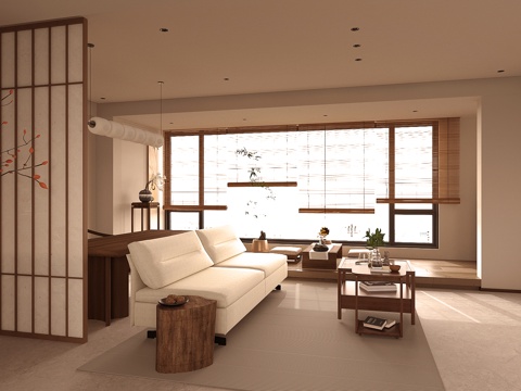 Mid-century Style Home Living Room Sofa Coffee Table Combination Tatami Tea Table and Chair Combination Horizontal Hall Living Room