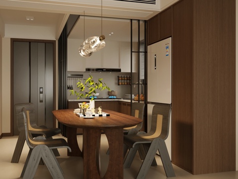 Retro Style Home DiningRoom Mid-century Style Restaurant Open Restaurant Kitchen Integrated Kitchen Restaurant