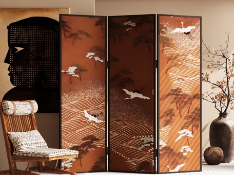 Middle Ancient Screen Folding Screen