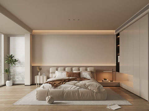 Modern Affordable Luxury Style Home Bedroom Gray Style Bedroom Master Bedroom Second Bedroom Elderly Room Double Queen Bed Wardrobe