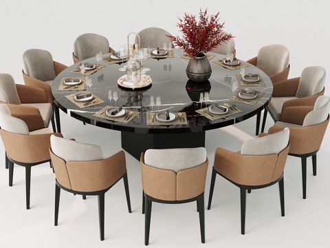 Affordable Luxury Style Dining Table and Chair Round Dining Table and Chair