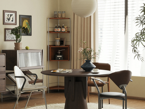 Mid-century Style dining table and chair round dining table