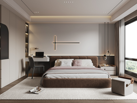 Modern Italian Style Bedroom No Main Light Bedroom Master Bedroom Second Bedroom Bay Window Bedroom Double Bed