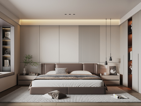 Modern Italian Style Bedroom No Main Light Bedroom Master Bedroom Second Bedroom Bay Window Bedroom Double Bed