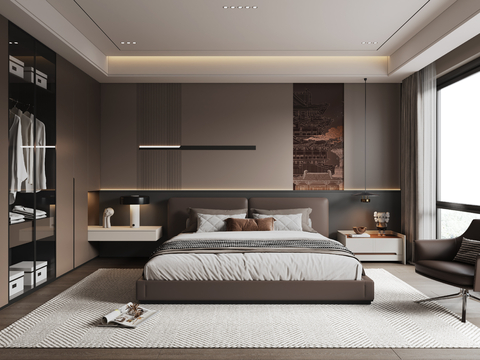 Modern Italian Style Bedroom No Main Light Bedroom Master Bedroom Second Bedroom Bay Window Bedroom Double Bed