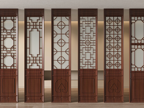 Chinese-style Hollow Partition Screen Carved Wooden Door Ancient Built Door