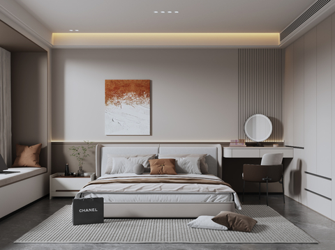 Cream Style Home Bedroom Master Bedroom Second Bedroom Bay Window Bedroom Double Bed Wardrobe