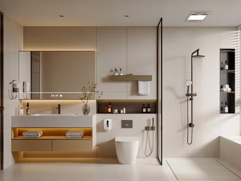 Modern Cream Style Bathroom Cabinet Bathroom Supplies Toilet Shower Bathroom Cabinet