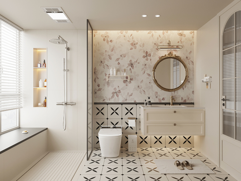 Toilet French Cream Toilet Bathroom Cabinet