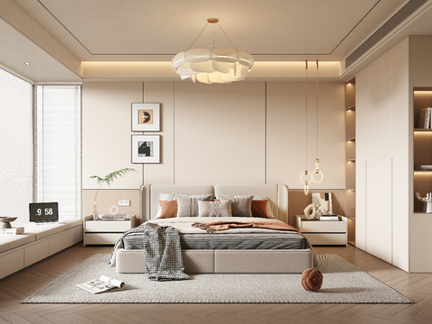 Modern Cream Style Bedroom Master Bedroom Cream Style Double Bed Chandelier Custom Wardrobe Cream Style