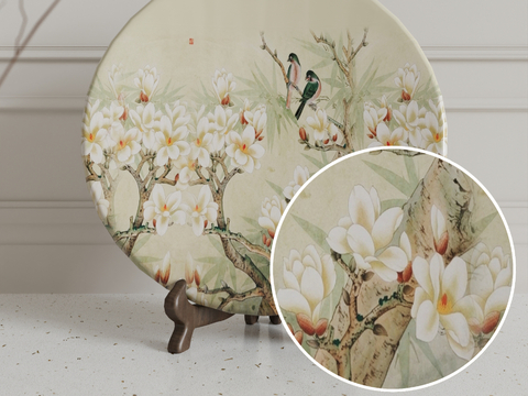 Flower and bird pattern ceramic matte ceramic