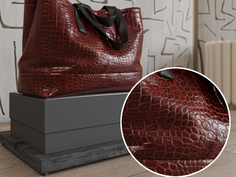 Red Leather Alligator Skin