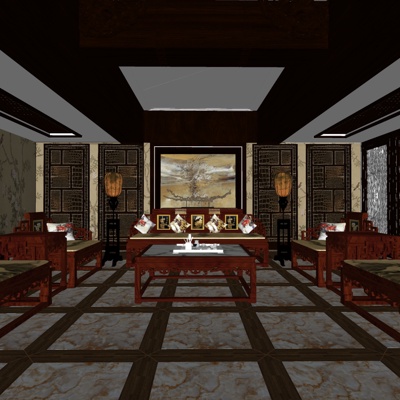 New Chinese-style reception room free