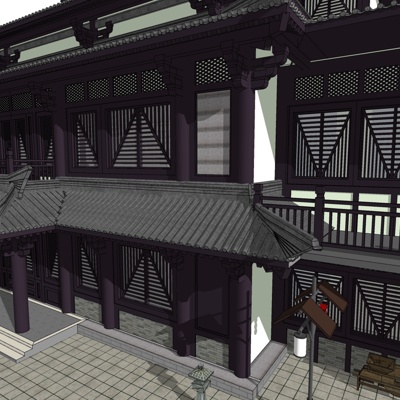 Japanese-style ancient courtyard free