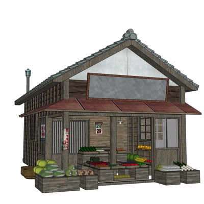 Japanese-style wooden house fruit shop free