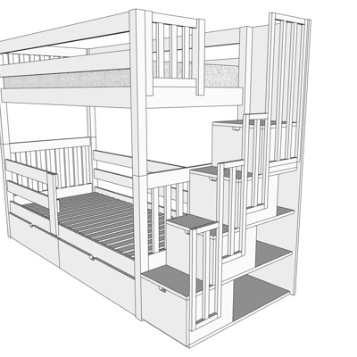 Modern solid wood high and low children bed free