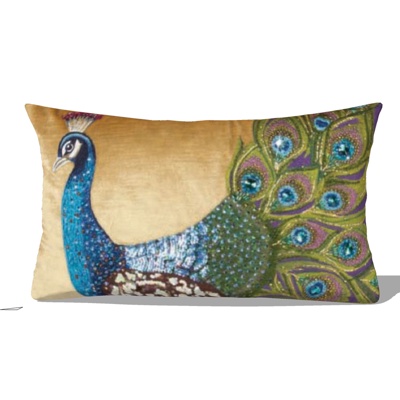 Modern Peacock Fabric Pillow Free