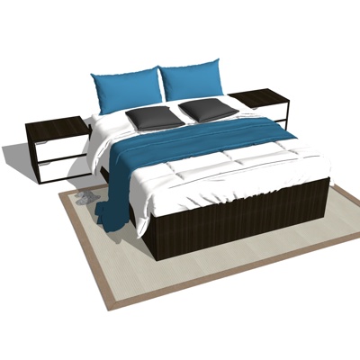 Modern solid wood double bed free