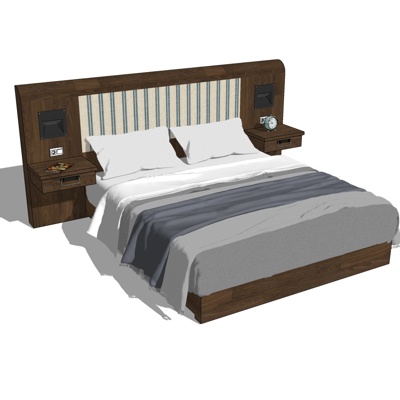 Modern solid wood double bed free