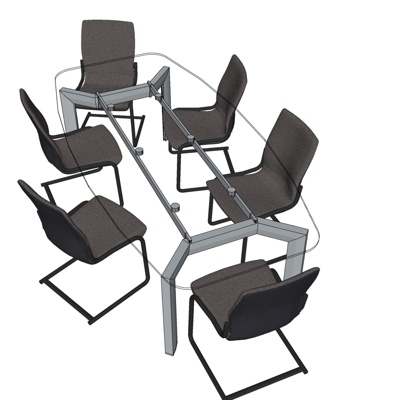 Modern Glass Conference Table and Chair Free